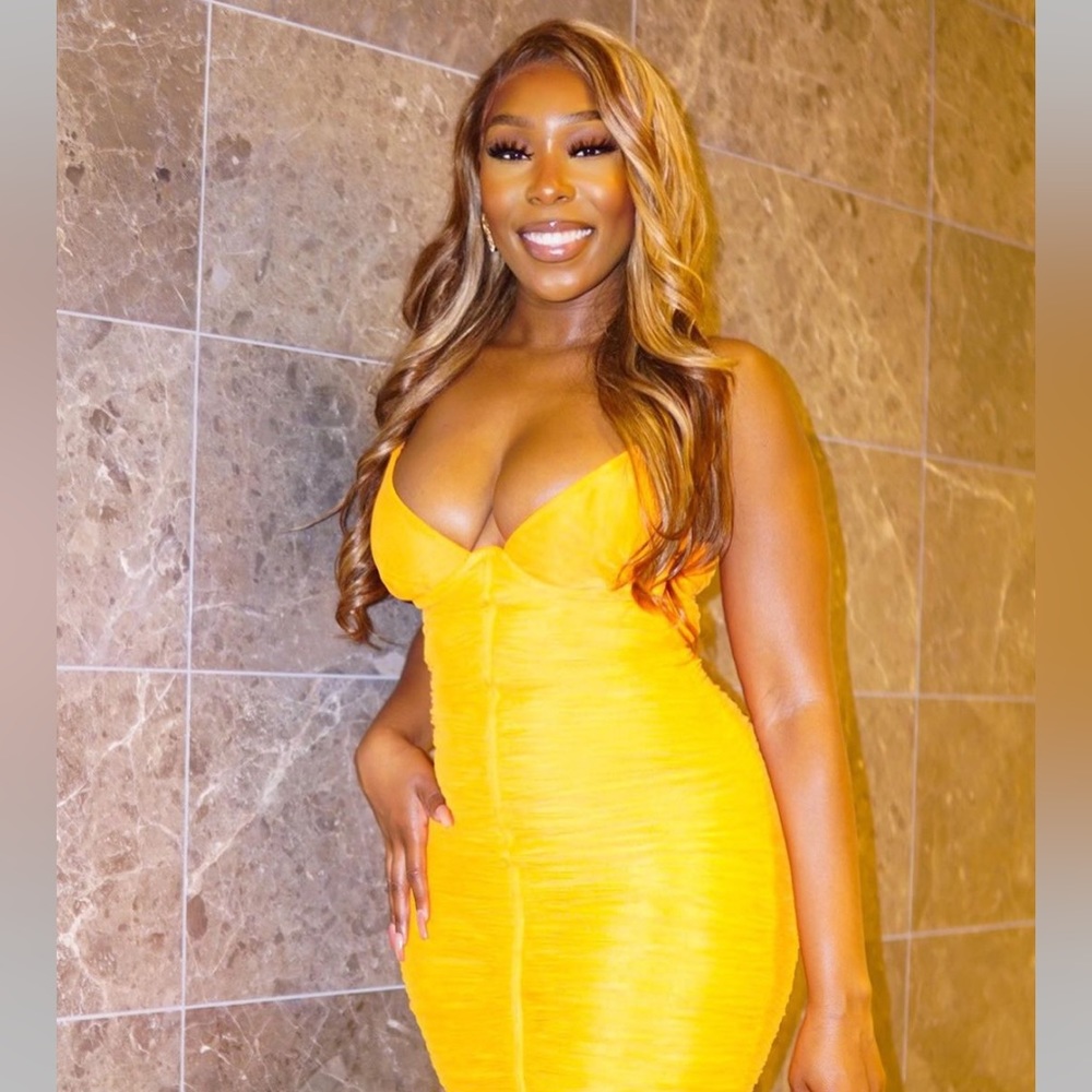 MISTRESS ROCKS ORANGE PLUNGE MESH DRESS - Picture 2 of 8